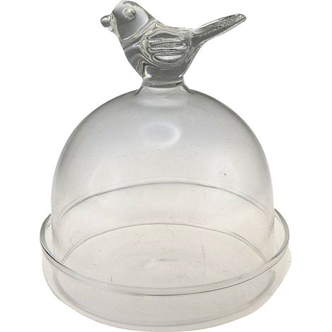 Bonbonnière en Verre Transparent avec Oiseau Boîte à Douceurs Ronde 5,5 x 5,5 x 6,5 cm - PANGIVO (1/3)