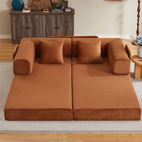 Sofá cama plegable 204 x 97 x 65 cm con espuma fría, terracota HAVRYA (1/5)