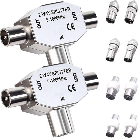 Répartiteur TV Répartiteur d'antenne TV 2 voies Prise coaxiale Répartiteur d'antenne de signal numérique coaxial avec prise TV mâle/femelle Prise TV femelle à femelle/mâle à mâle (1/5)