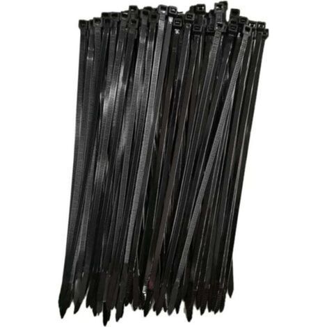 Collier de Serrage Réutilisable Plastique, 250 mm x 7,6 mm, Attache Câble Réutilisables, Serre Câbles Rilsan Nylon, Colliers Serre-Cable 250mm, Noir, Lot de 100 Pièces (1/5)