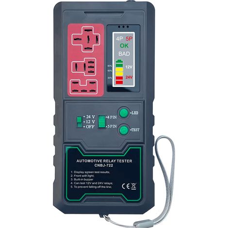 Testeur de relais électronique automobile 12V 24V, vérificateur de batterie de voiture, indicateur lumineux LED, testeur de relais de voiture, outils de Diagnostic automatique (1/5)