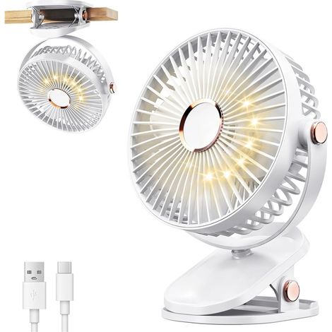 Ventilateur clip rechargeable bureau grand débit d’air batterie longue durée 24h ventilateur portable été maison bureau travail (1/5)