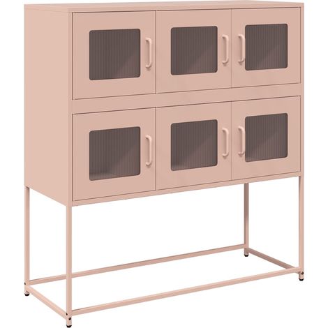 Maison La Vie - Buffet Salon Moderne - Meuble de rangement - rose 100,5x39x107 cm acier laminé à froid bu4995