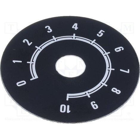 Nummerierte Drehknopfscheibe Skala 0 A 10, Durchmesser 50mm Farbe SCHWARZ Hintergrund