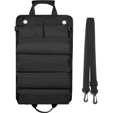 Sac À Outils Roulant Imperméable Avec Roulettes Et Bandeoulière Multifonction Portable Et Robuste Noir (1/4)