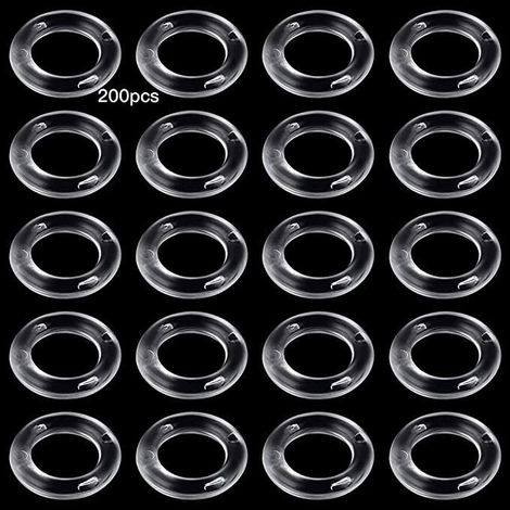 BEBUSINGOTO 200 anillos de cortina en forma de O para persianas romanas, de plástico transparente, de 13 mm de diámetro exterior y 8 mm de diámetro interior. (1/5)