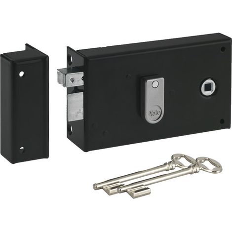 Serrure applique Noire de grille et portail verticale monopoint ouvrant Gauche