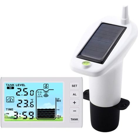 Monitor de nivel de agua inalámbrico, alarma alta/baja, sensor solar, indicador de impermeabilidad IP65 (1/4)