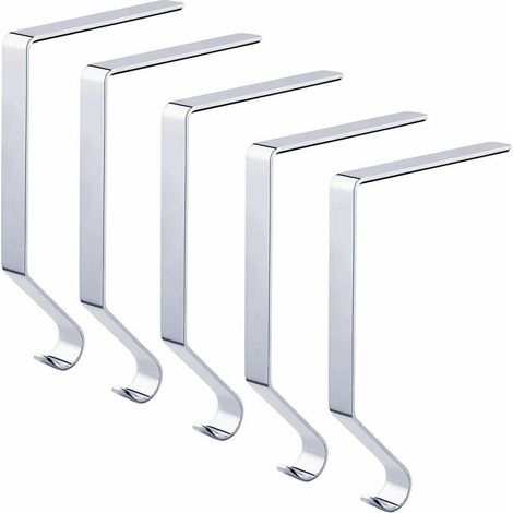 Weihnachtsstrumpfhalter, Metall-Kaminstrumpfhalter, Haken, Kamingriffe für Weihnachtsfeier-Dekorationen (Silber, 5)
