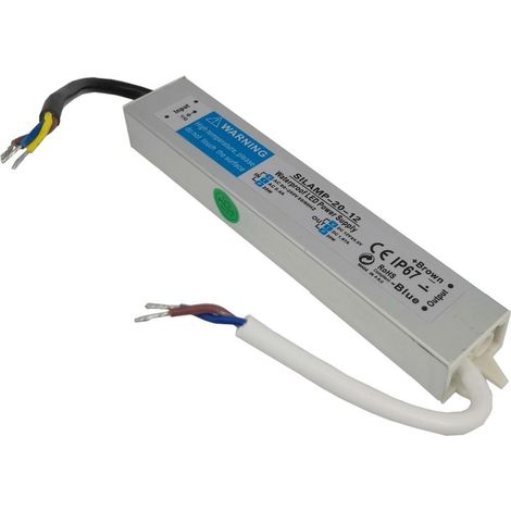 Silamp – Transformateur 220V 12V 20W DC 1.67A étanche IP67 – Pour installations intérieures et extérieures – Alimentation LED basse tension