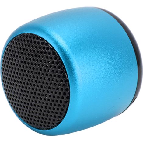 Mini enceinte Bluetooth avec caisson de basses puissant, rechargeable par USB, en métal, portable et sans fil, pour téléphone, tablette et PC (bleue). (1/4)