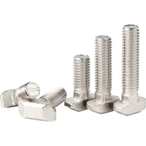 Filetage métrique M6 x 25 mm, boulon en T, boulon à tête de marteau, vis en T pour série 3030 standard 8 mm, profil d'extrusion en aluminium plaqué nickel (série 3030, 40 pièces) (1/5)