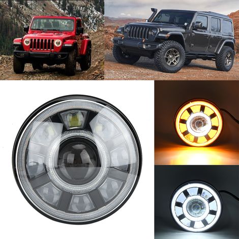 Phare avant rond à LED de 7 pouces compatible avec Jeep Wrangler JK TJ CJ JL 97-17 (1/5)