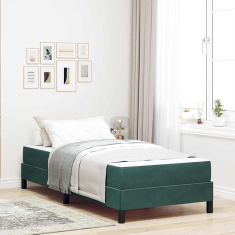 Boxspringbett mit Matratze Dunkelgrün 80 x 200 cm Stoff