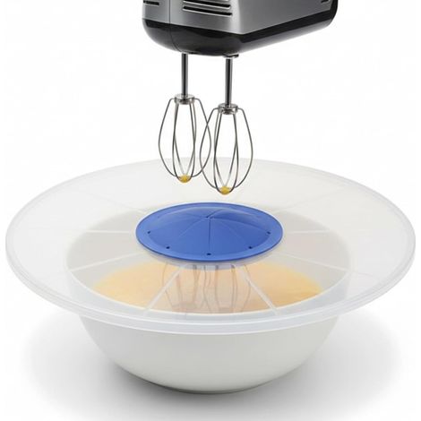 Déflecteur Anti-éclaboussures - 1 Pièce - Plastique PP - Protection Bol Mélangeur - Cuisine Pâtisserie - Bleu 29,8 cm (1/5)