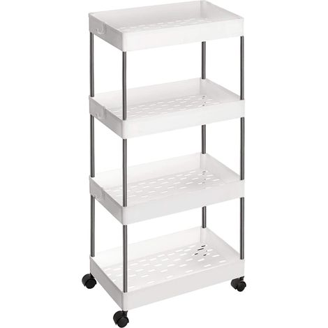 Chariot de rangement - 4 niveaux - 40x86x22 cm - blanc (1/5)