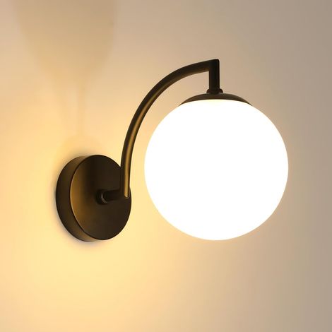 Suspension sphérique moderne en verre noir E27, 15 cm, idéale pour l'éclairage intérieur des salons, chambres, couloirs, cafés et cages d'escalier Suspension sphérique en verre pour intérieur (1/4)