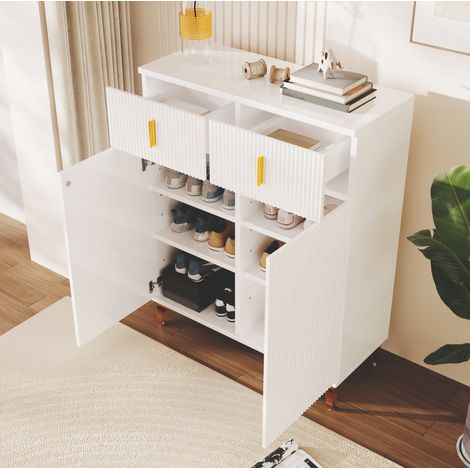 Aparador zapatero con 2 cajones y 2 puertas blanco OKMYHOME (1/5)
