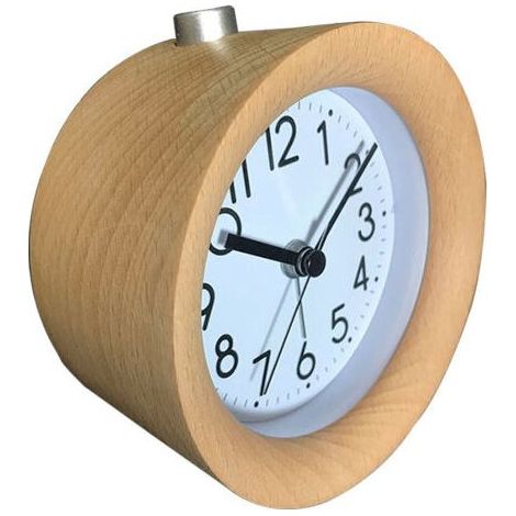 Réveil Matin avec Mode Snooze Nano Réveil Bois sans Tic-Tac Réveil Analogique à Aiguilles Classique Veilleuse Alimenté par Pile (1/4)