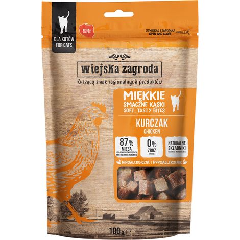 Wiejska Zagroda Soft Bites Friandise pour Chat Adulte Poulet 100g