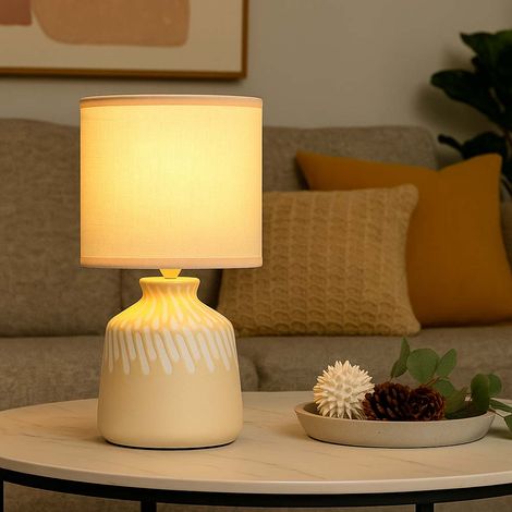Lampe de table lampe de chevet lampe de table textile céramique couleur curry H 31,5 cm (1/5)
