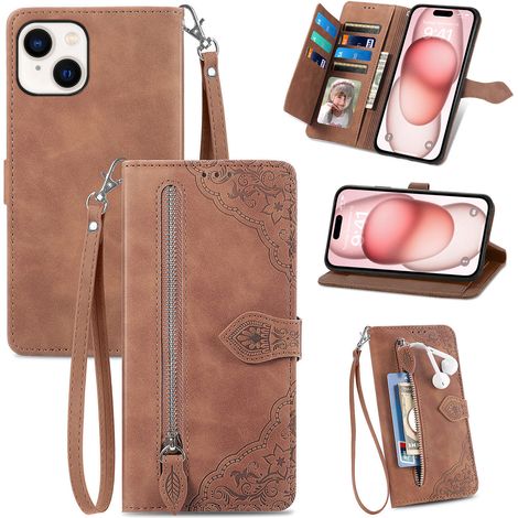Handyhülle kompatibel mit iPhone – Braune Leder-Klapphülle mit Kartenfach – Kompatibel mit iPhone 11 Pro Max (1/4)