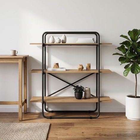 vidaXL Étagère 3 niveaux 100 x 35 x 105 cm PB Chêne artisanal (1/5)
