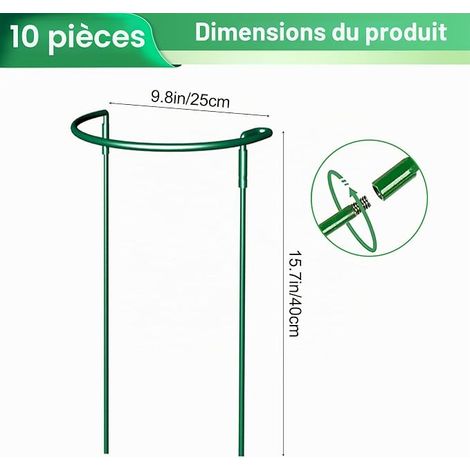 Semi-Circular Metal Plant Stakes 25 x 40 cm Suitable for Potted Plants, Vegetables, Tomatoes, Peonies, Hydrangeas (1/4)
