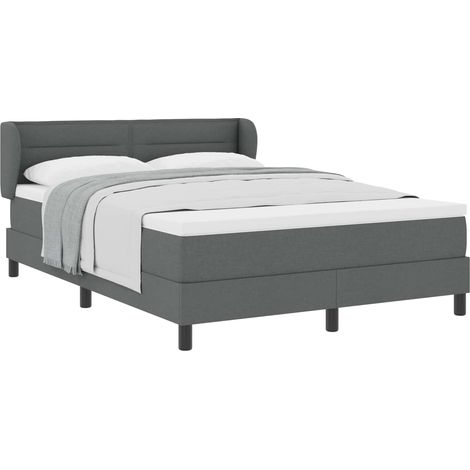 Maison Exclusive - Letto a molle con materasso Grigio scuro 140 x 190 cm Tessuto