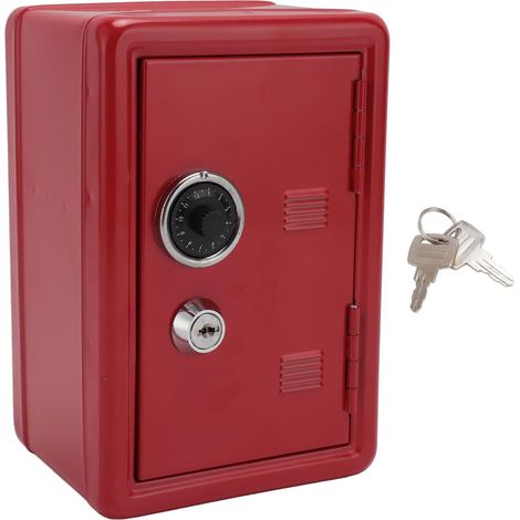 Mini Coffre-Fort, Tirelire en Forme De Dictionnaire Rouge, Tirelire en Métal avec Clé De Verrouillage, Mot De Passe pour Pièces De Monnaie, Bijoux, Objets De Valeur (1/5)