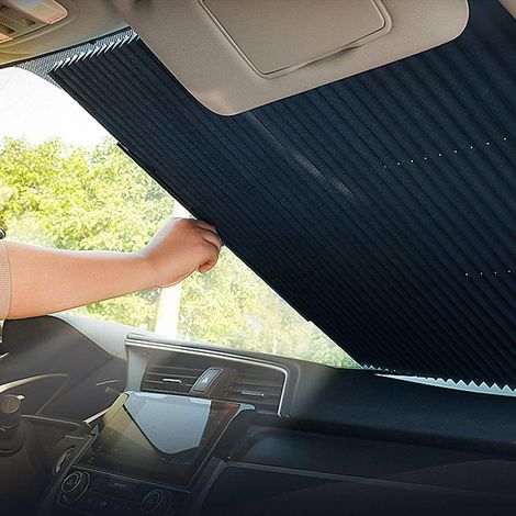 Einziehbarer Sonnenschutz für die Windschutzscheibe des Autos, Akkordeon-Stil, einziehbarer Sonnenschutz für die Frontscheibe, UV-Schutz, universelle automatische Wärmeisolierung, Sonnenblende, hält I