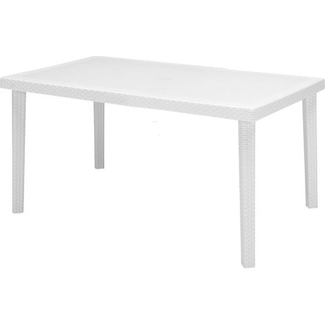 Tavolo in resina rettangolare da giardino effetto rattan Boheme - White (1/4)