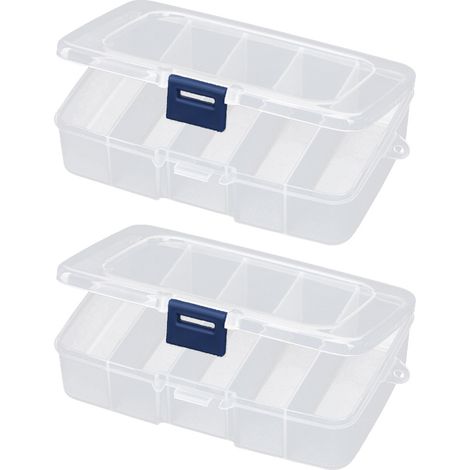 Boîte De Rangement En Plastique Transparente, Idéale Pour Outils Cosmétiques, Maquillage Et Accessoires De Pêche (Lot De 2)