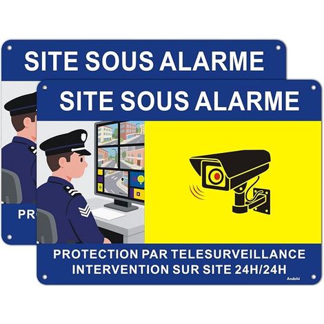 Security Sign Security Sign Security Warning Sign Metal Aluminium Anti-Rust 1 mm Blue Yellow 18 x 25 cm (1/5)