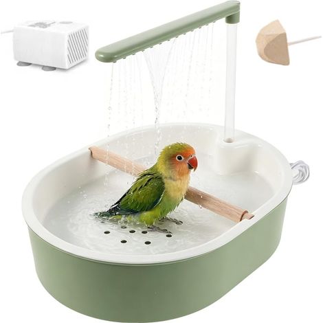 Baignoire automatique pour perroquets avec pompe, baignoire pour oiseaux avec eau courante, réservoir d'eau de grande capacité, 1 pierre molaire (1/5)
