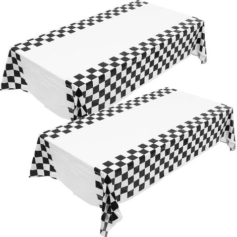 Lot de 2 nappes à carreaux jetables noires et blanches (1/5)