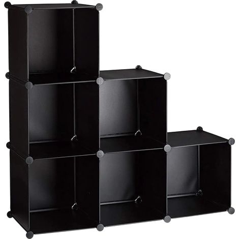 Estante escalera 6 compartimentos mueble biblioteca separación negro 1300011402 (1/4)