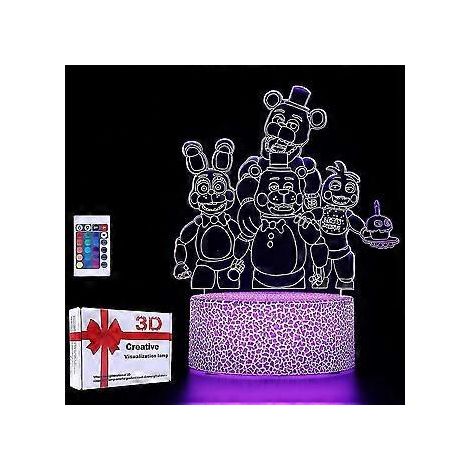 Five Nights at Freddy's 3D-Nachtlicht-Tischlampe mit 16 wechselnden Farben, Fernbedienung und Smart-Touch-Funktion – die perfekte Zimmerdekoration für Kinder und Fans – Weihnachtsgeschenk -N