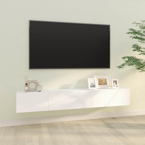 vidaXL Meubles TV muraux 2 pcs blanc 100x30x30 cm bois d'ingénierie (1/5)