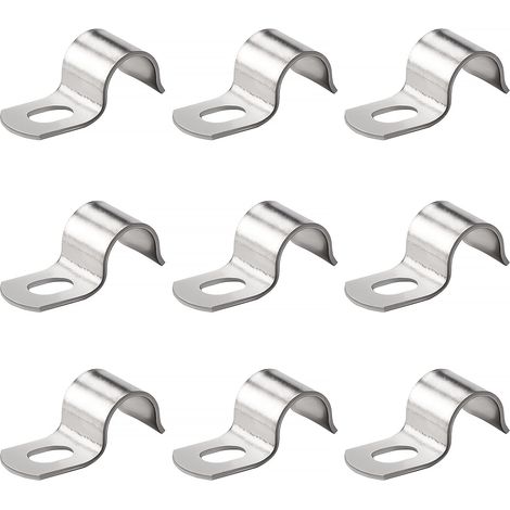 9 Pièces Ø 12mm Monotrou Collier de Serrage en U, 304 Acier Inoxydable U-Tube Pince Anneau, Attache Grillage Rigide, pour la Fixation Câbles, Fils et Tuyaux (1/5)