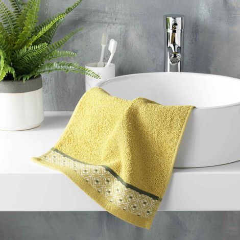 Serviette invite 30 x 50 cm eponge unie jacquard belina Miel (1/3)