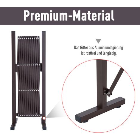 Barrière extensible à ciseaux 35-300 cm, aluminium marron, H 103,5 cm pour jardin