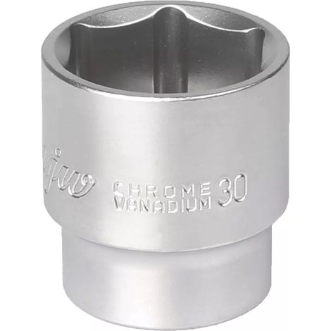 Steckschlüssel 1/2 Zoll, 6-Winkel, 30 mm, Chrom-Vanadium-Stahl (CRV)