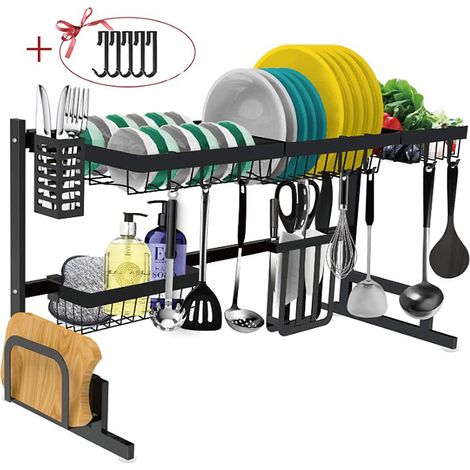 Aqrau Étagère de rangement de cuisine Étagère de vidange d'évier en acier inoxydable, accessoires de cuisine Bol à vaisselle