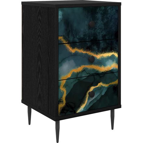 Armadio da Notte WIJHE Rovere Nero 36 x 33 x 61 cm vidaXL (1/5)