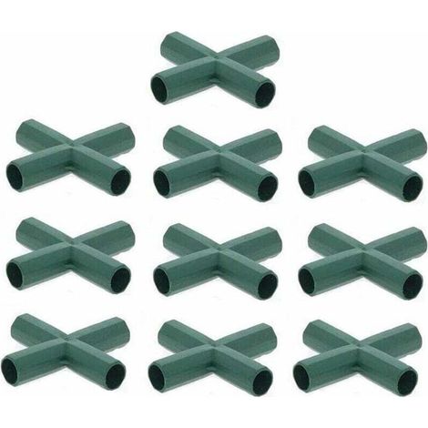 Lot de 10 connecteurs de cadre de serre, pour cadre de jardin, cages à fruits, clôtures, cadre de serre, connecteurs 16mm, plat / 4 trous Crezuo (1/4)