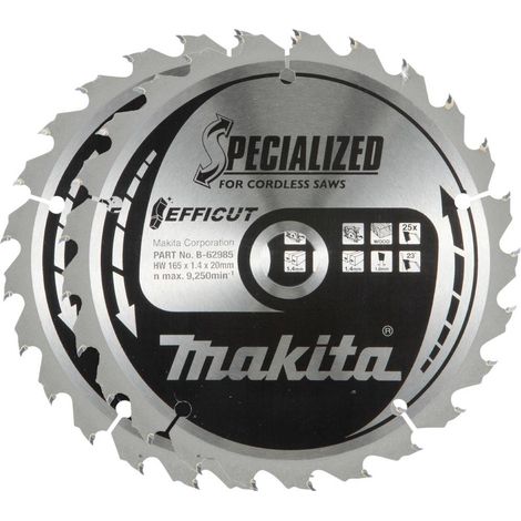 Makita B-62985-2 Jeu de lames de scie circulaire 165 x 20 x 1.4 mm Nombre de dents: 25 2 pc(s)
