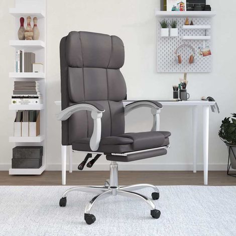 vidaXL Silla de oficina reclinable cuero sintético gris (1/5)
