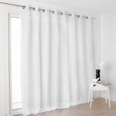 Voilage kaolin 300x250cm – 55% polyester 45% lin – Finition haut avec œillets – Ourlets bas et côtés – Linder (1/3)