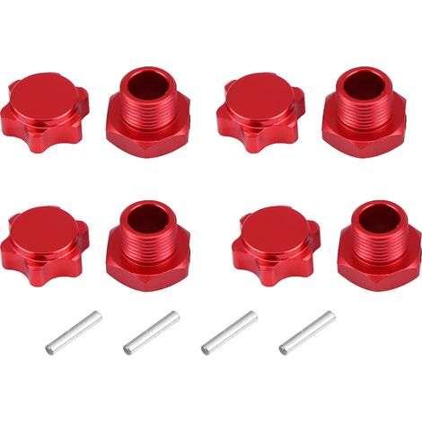 Adaptateur d'écrou anti-poussière 17mm pour moyeux de roue HSP HOBAO TEAM C 1/8 (Rouge) (1/5)